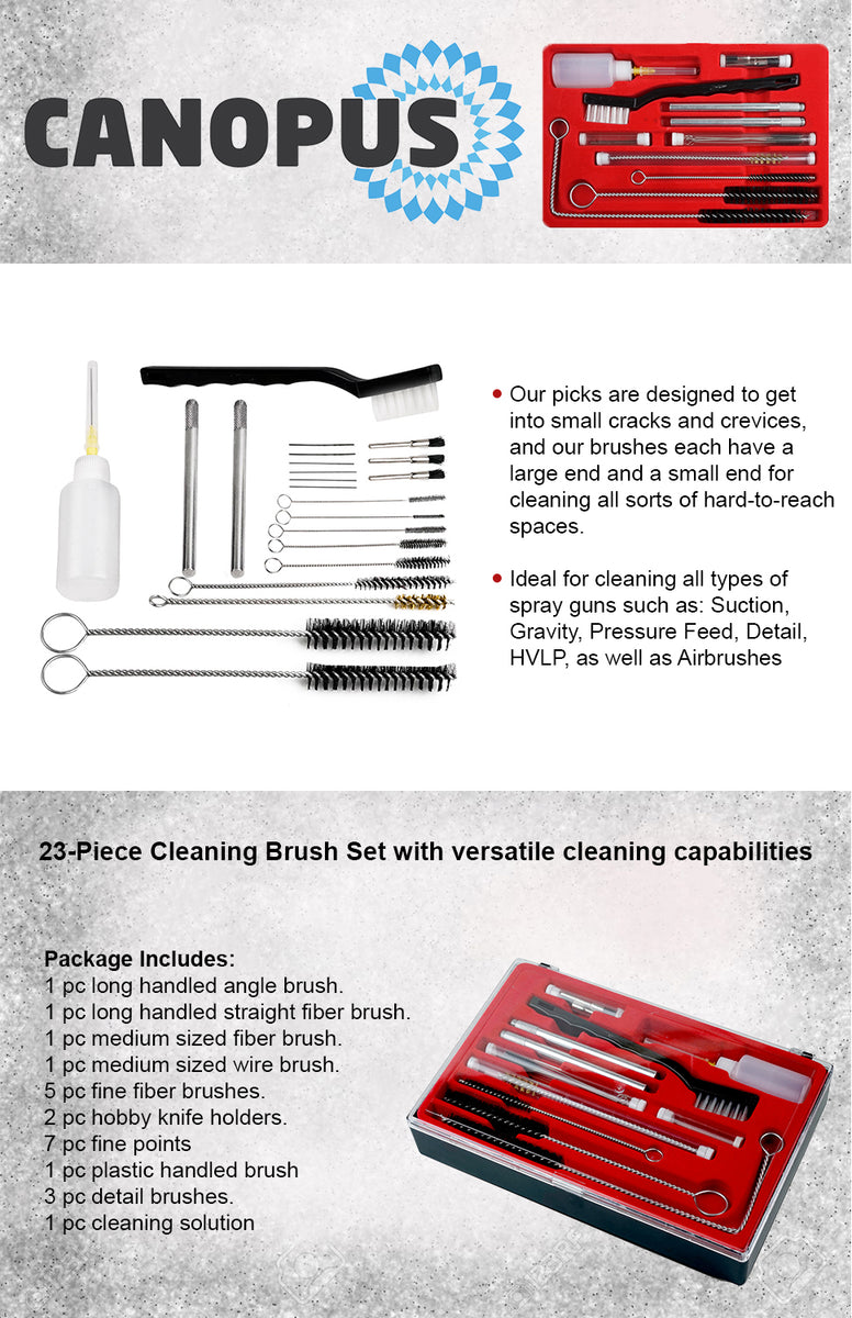 CANOPUS Professional Spray Gun Cleaning Kit, 23 Piece Complete Maintenance  Set for Cleaning HVLP Spray Guns, Paint Guns, Air Tools, Airbrush, Storage
