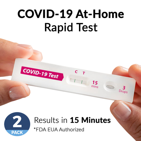 COVID-19 At-Home Rapid Self Test, Results in 15 Minutes (FDA EUA Authorized), Non-invasive Nasal Swab, Easy to Use & No Discomfort (2-PACK)