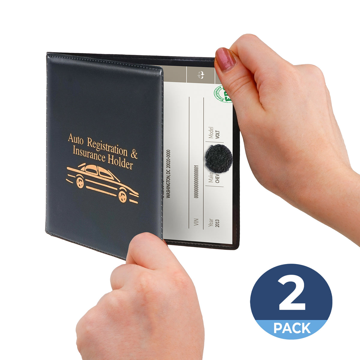 Registration and Insurance Card Holder Car Document Holder Wallet for Auto Trailer Truck 2 Pack with EZ Pass Mounting Kit Ez Pass Strips