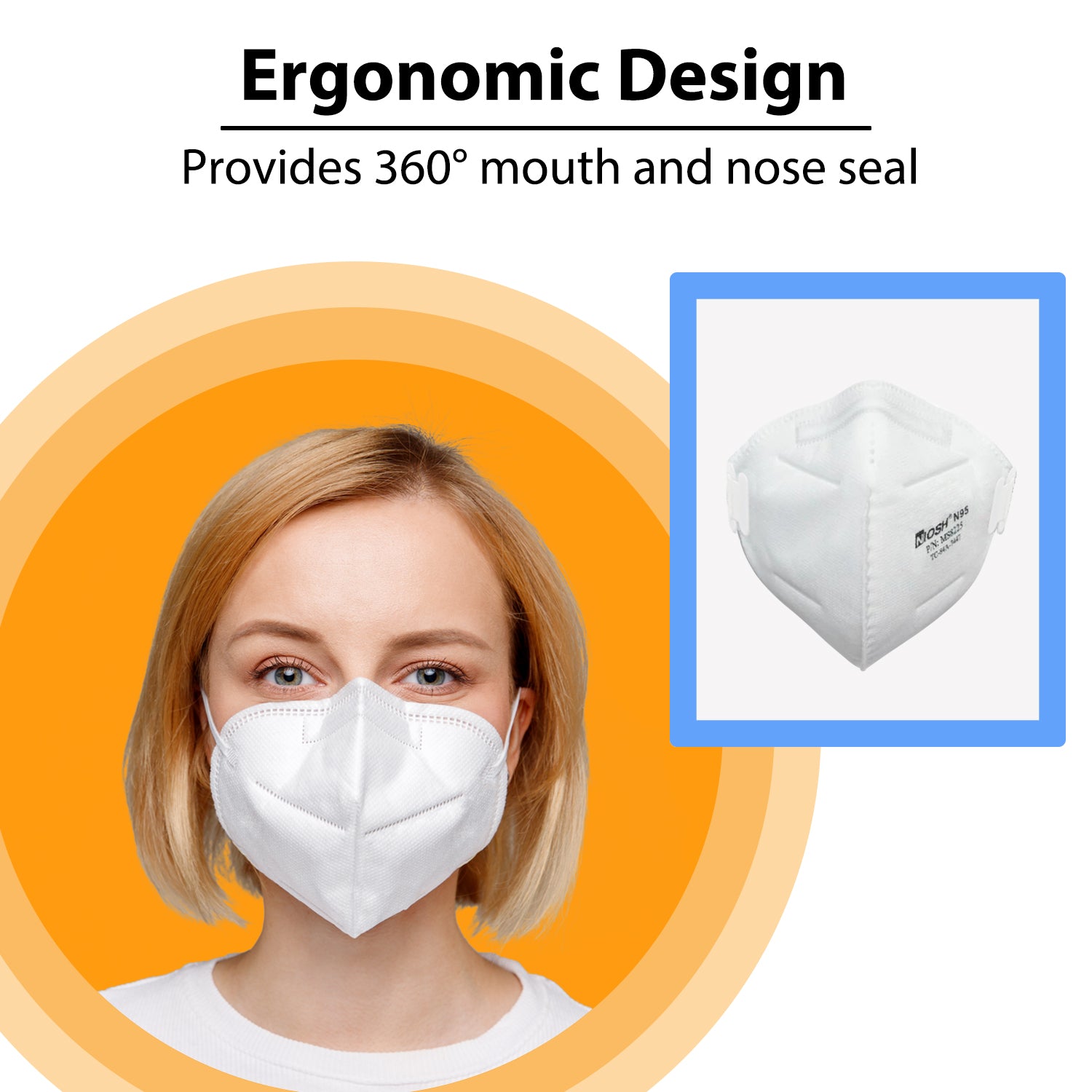 NIOSHApproved N95 Respirator Mask Reusable, Face Mask for at least 95