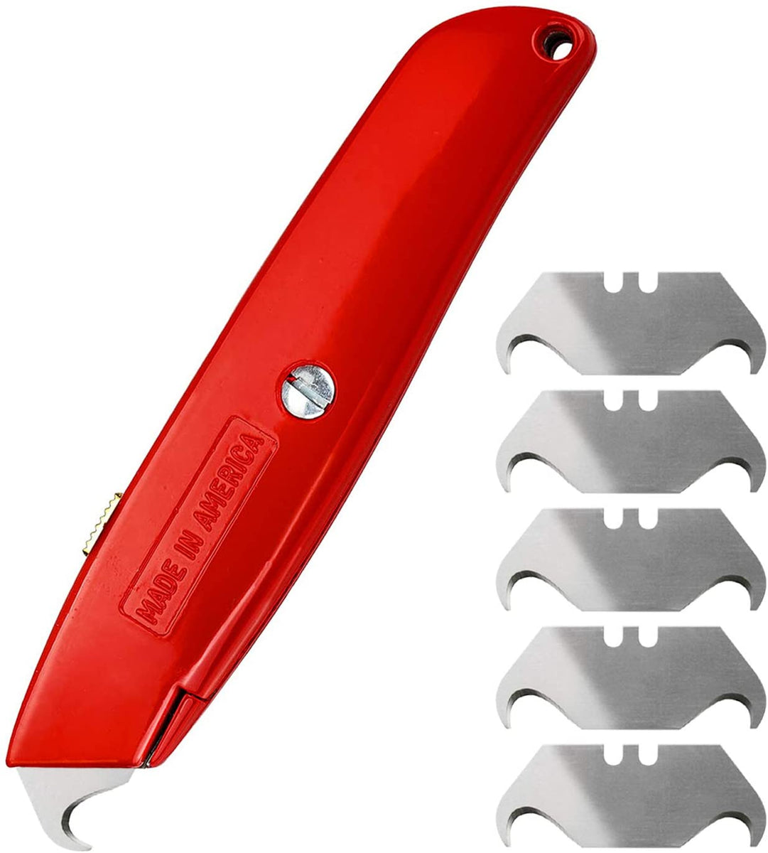 Hook Blade Utility Knife with 5 Utility Hook Blades, Shingle Cutter Canopus USA