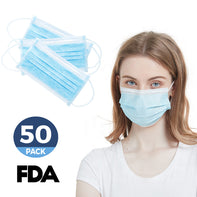 Disposable Face Mask – FDA Registered, 3-Layered (50 Pack)